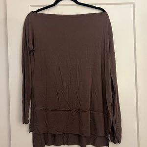 free people brown long sleeve off the shoulder top